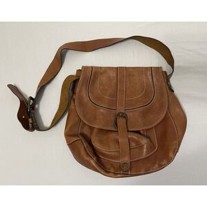 Patricia Nash Barcelona Saddle Bag Purse British Tan Leather Crossbody